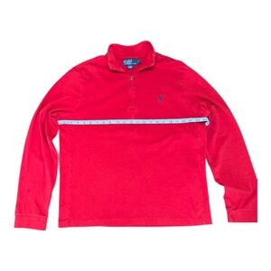 Polo by Ralph Lauren Mens Red 1/4 Zip Sweatshirt 100% Pima Cotton Sz L Blue Pony